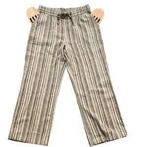 Naturals Denim & Co Naturals Linen Flax Blend Striped Pants Sz M #157F